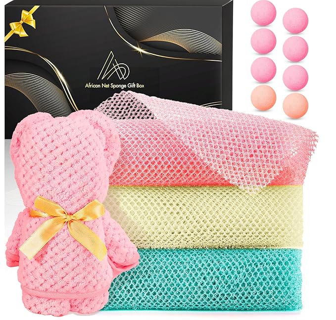 African Net Sponge 12-Pack, Exfoliating Bath Sponge for Body Care, Ideal for Home Spa & Birthday Gifts for Women, Men, Daughter, Son, Mother, Friend