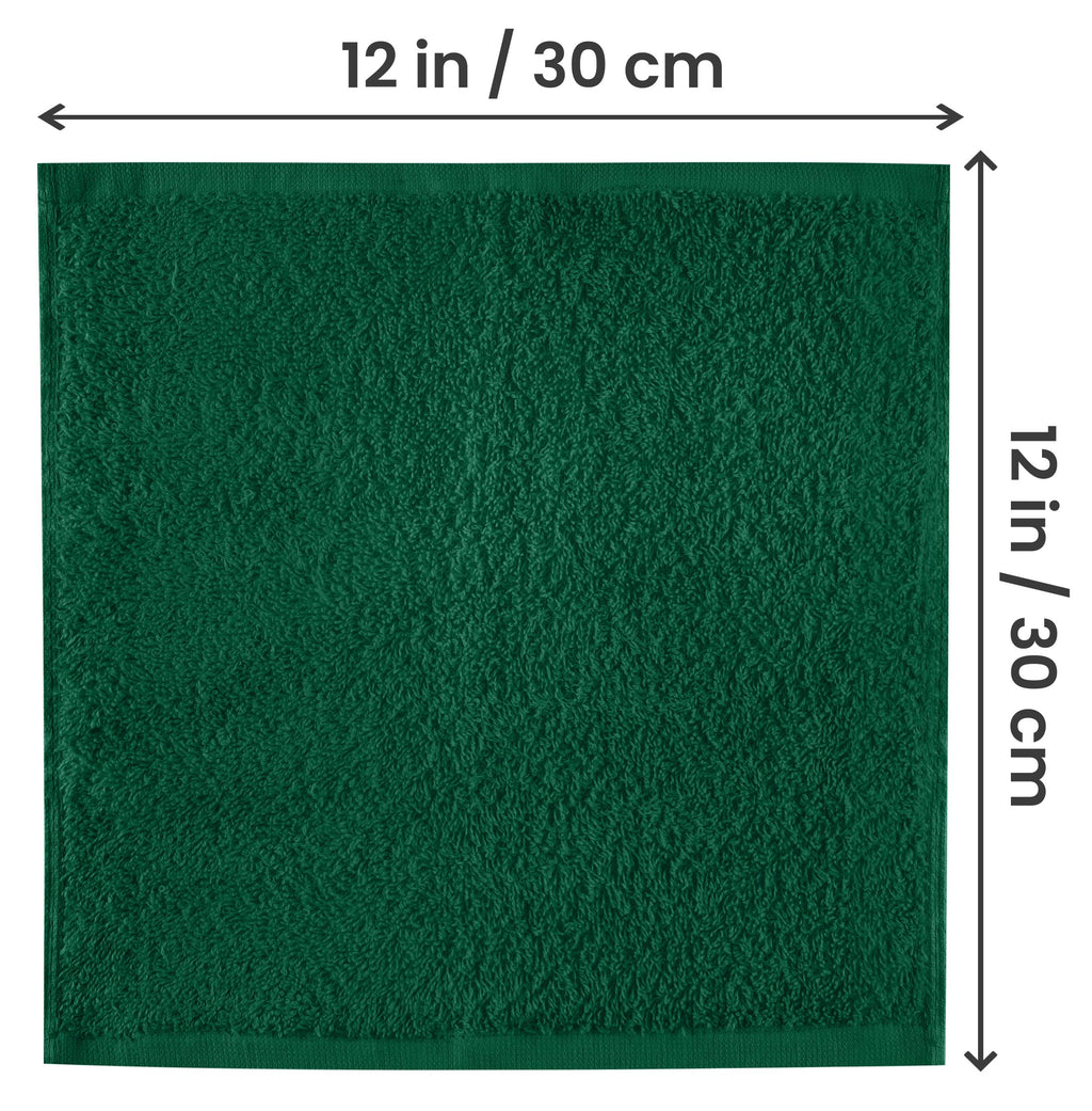 Utopia Towels 12 Pack Cotton Washcloths Set, 100% Ring Spun Cotton, Premium Flannel Face Cloths, Highly Absorbent and Soft Feel Fingertip Towels, Electric Blue, Hunter Green, Red, Mustard