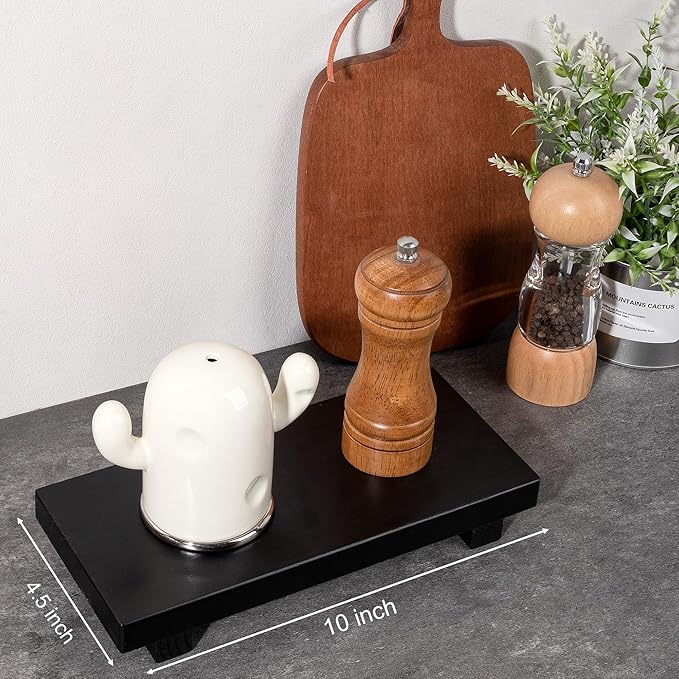 Bathroom Tray Wood Riser Kitchen Decor Soap Holder, 10" x 4.5" Black