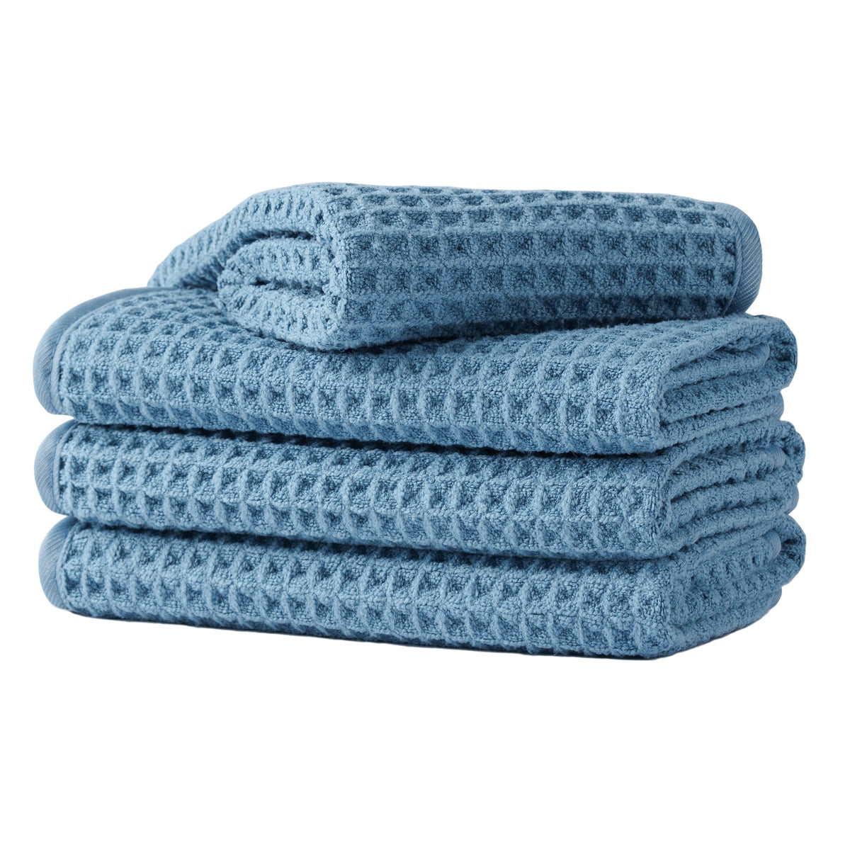Microfiber Waffle Face Towels, 4 Pieces, Soft, Absorbent, Fast Drying, Lint Free 430 GSM (Turquoise)