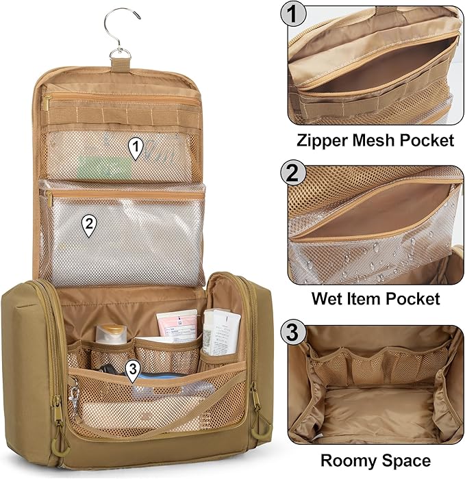 Prokva Tactical Toiletry Bag for Men, Large Hanging Dopp Kit Hygiene Bag