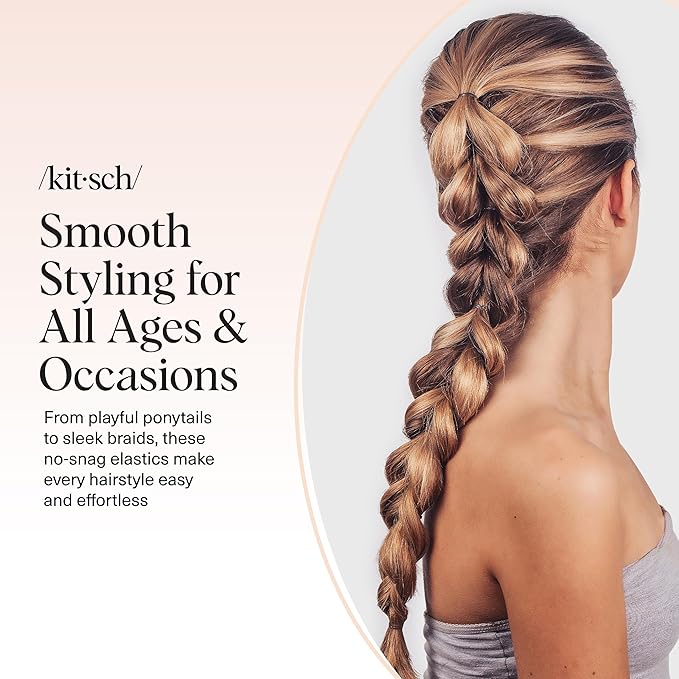 Kitsch Hair Ties No Damage for Kids, Teens and Women - Rubber Bands for Hair Styling | No Snag Hair Elastics | Daily Hair Accessories - 500pcs (Brown)