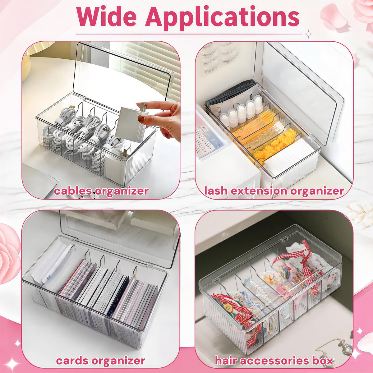 Acshio 2 Pack Lash Extension Organizer with 6 Compartments, Flip-top
