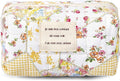 Floral Small Makeup Bag for Purse, Quilted Cotton Cosmetic Bag with Zipper, Mini Makeup Pouch for Travel, Handbag, Backpack, Skin Care Samples (Beige Floral-S)