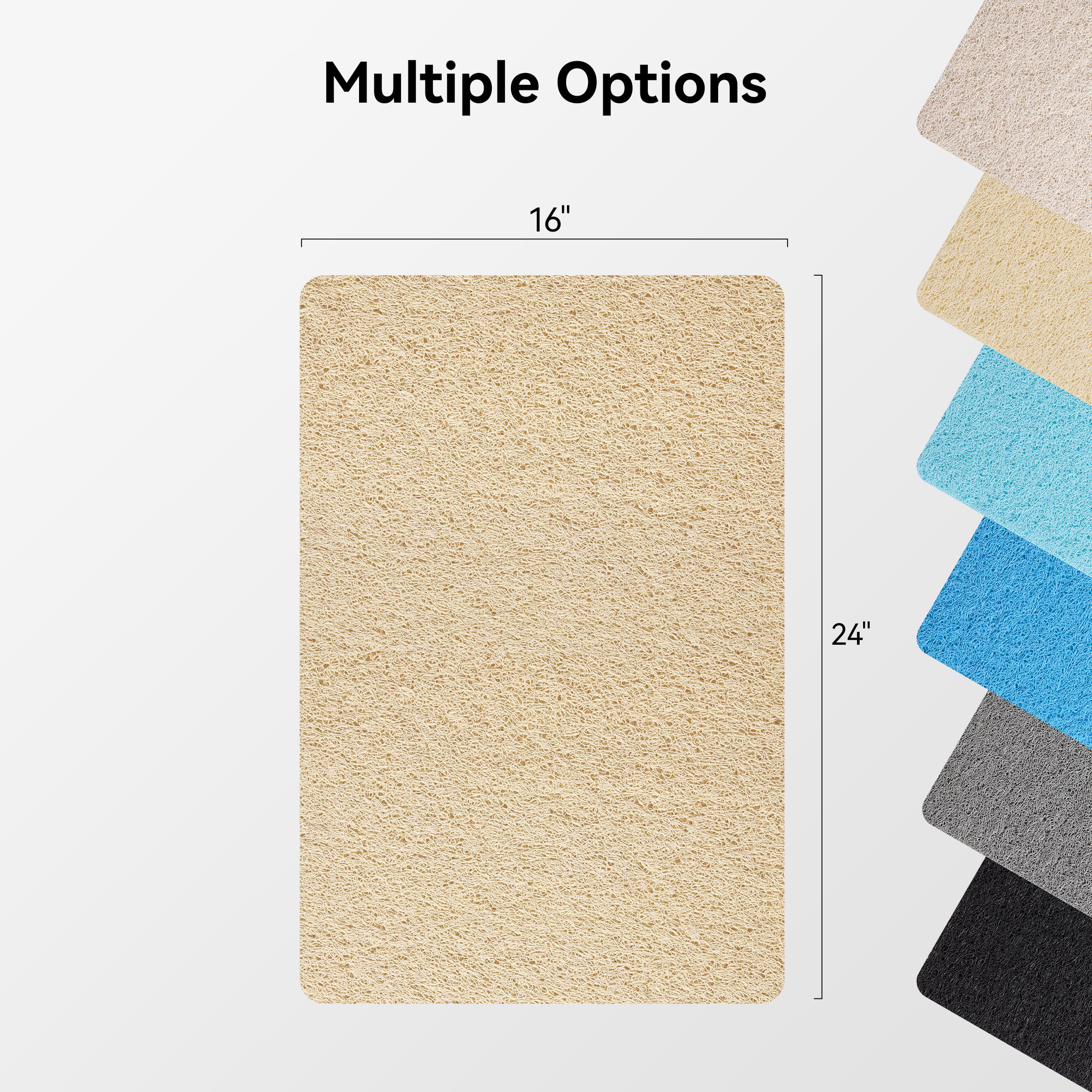 Asvin Soft Textured Bath, Shower, Tub Mat, 24x16 Inch, Phthalate Free, Non Slip Comfort Bathtub Mats with Drain, PVC Loofah Bathroom Mats for Wet Areas, Quick Drying