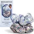 Bridgerton x Kitsch Satin Scrunchies for Women, No Snag, No Tugging, Soft & Comfortable Scrunchies for Girls, Perfect for Day or Night - Toile De Blue, 2pcs