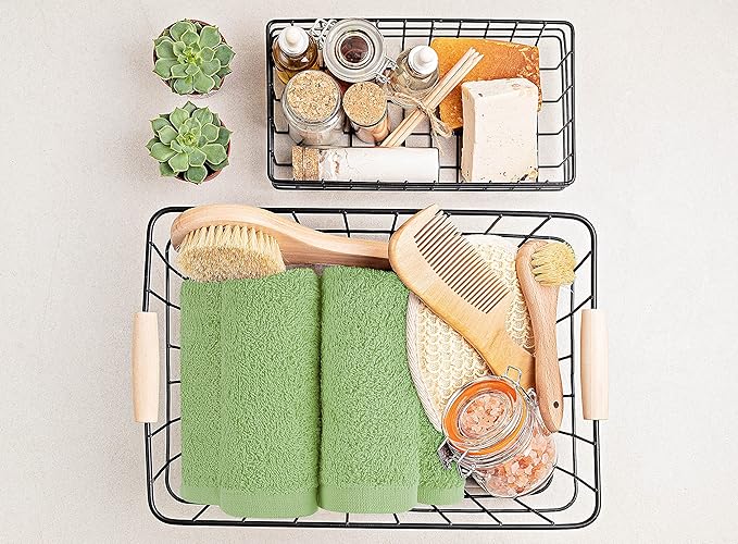 Utopia Towels 24 Pack Cotton Washcloths Set - 100% Ring Spun Cotton, Premium Quality Flannel Face Cloths, Highly Absorbent and Soft Feel Fingertip Towels (Sage Green)