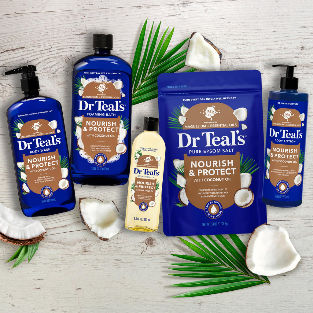 Dr Teal's Epsom Salt Magnesium Soak, Nourish & Protect with Coconut Oil, 3 lbs