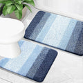 OLANLY Bathroom Rug Set 2 Piece, Soft Absorbent Microfiber Bath Mats and U-Shaped Contour Toilet Rug, Non-Slip, Machine Wash Dry, Plush Shaggy Bath Mats for Bathroom (30"x20"+24"x20", Navy)