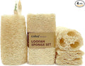 Natural Loofah Sponge Set (4-Pack) | Shower Loofah Exfoliating Body Scrubber for Women & Men | Multi-Use Sponge for Shower, Spa, Kitchen, Pet | 100% Natural, Dye-Free, Eco-Friendly