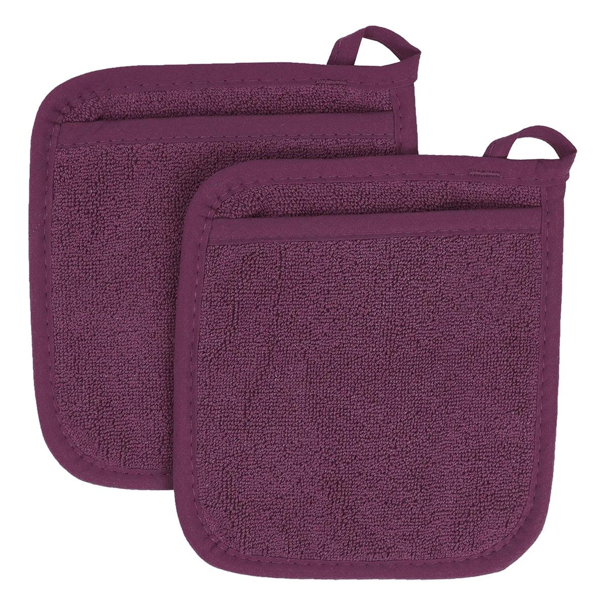 RITZ Terry Pocket Mitt & Hot Pad: Unparalleled Heat Resistant, Durable 100% Cotton – Ergonomically Designed for Optimal Grip – Easy-Care Machine Washable – 2-Pack, Beet