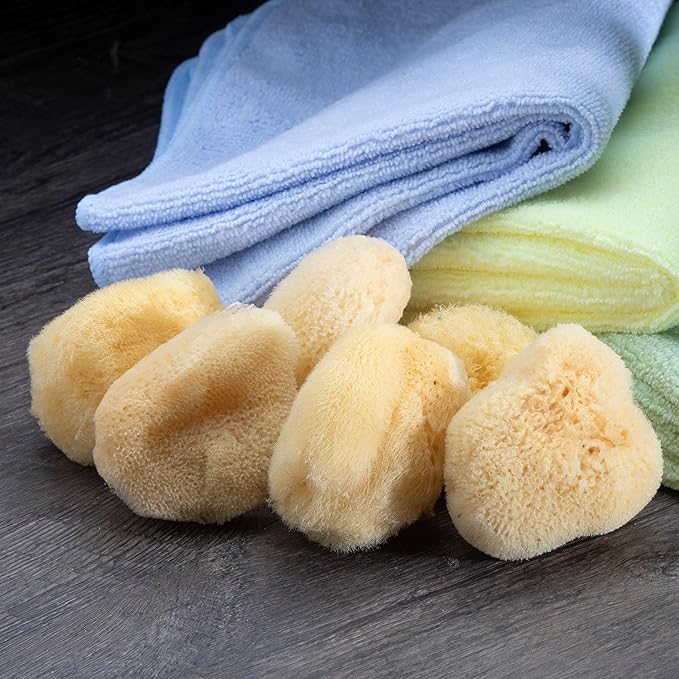 Neptune Natural Sea Silk Sponge 6pc Kit, Hand Cut, Small, Approx. 1-2 inches, Ideal for Cosmetic Use and Facial Cleansing