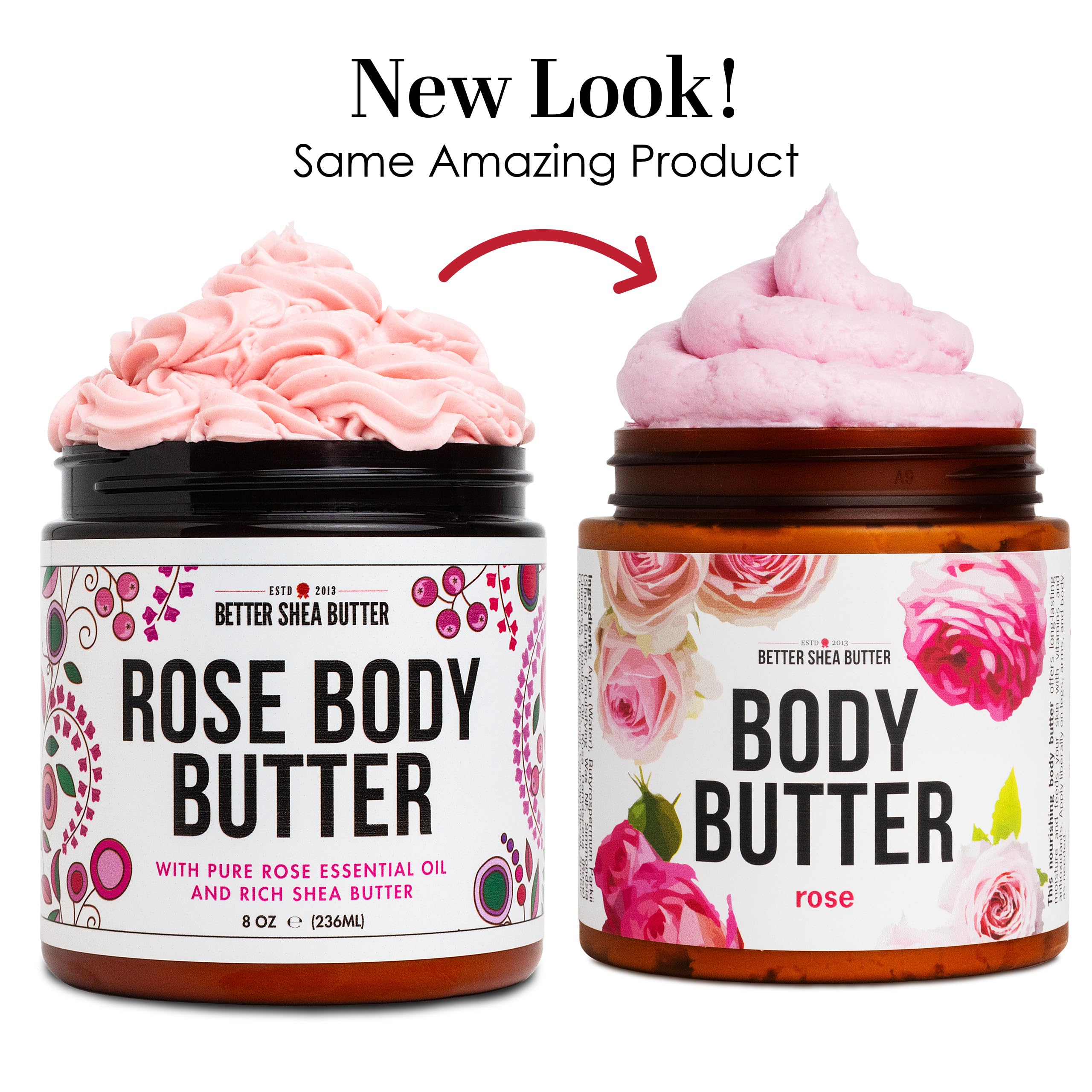 Rose Body Butter for Dry Skin with Whipped Shea Butter and Pure Essential Oil | Ultra Hydrating Rose Lotion for Women | All Natural Moisturizer for Dry Skin
