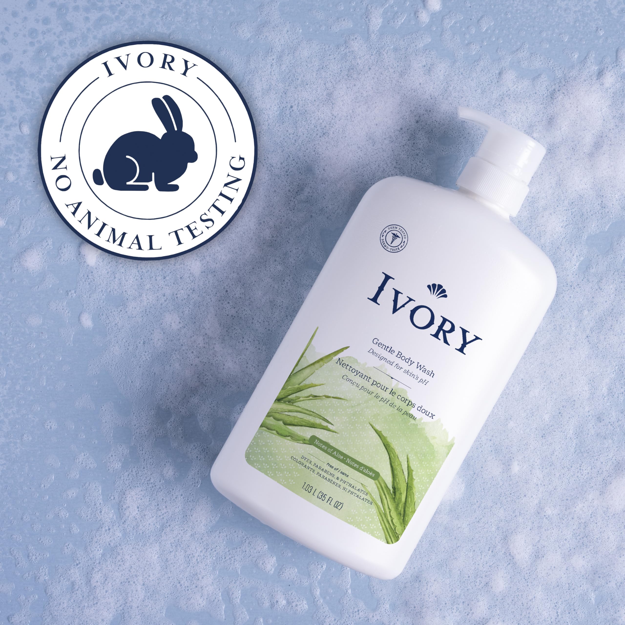 Ivory Gentle Body Wash, Designed for the Whole Family, Free of Dyes Heavy Perfumes Parabens Phthalates & Silicones, Aloe Scent, 35 oz