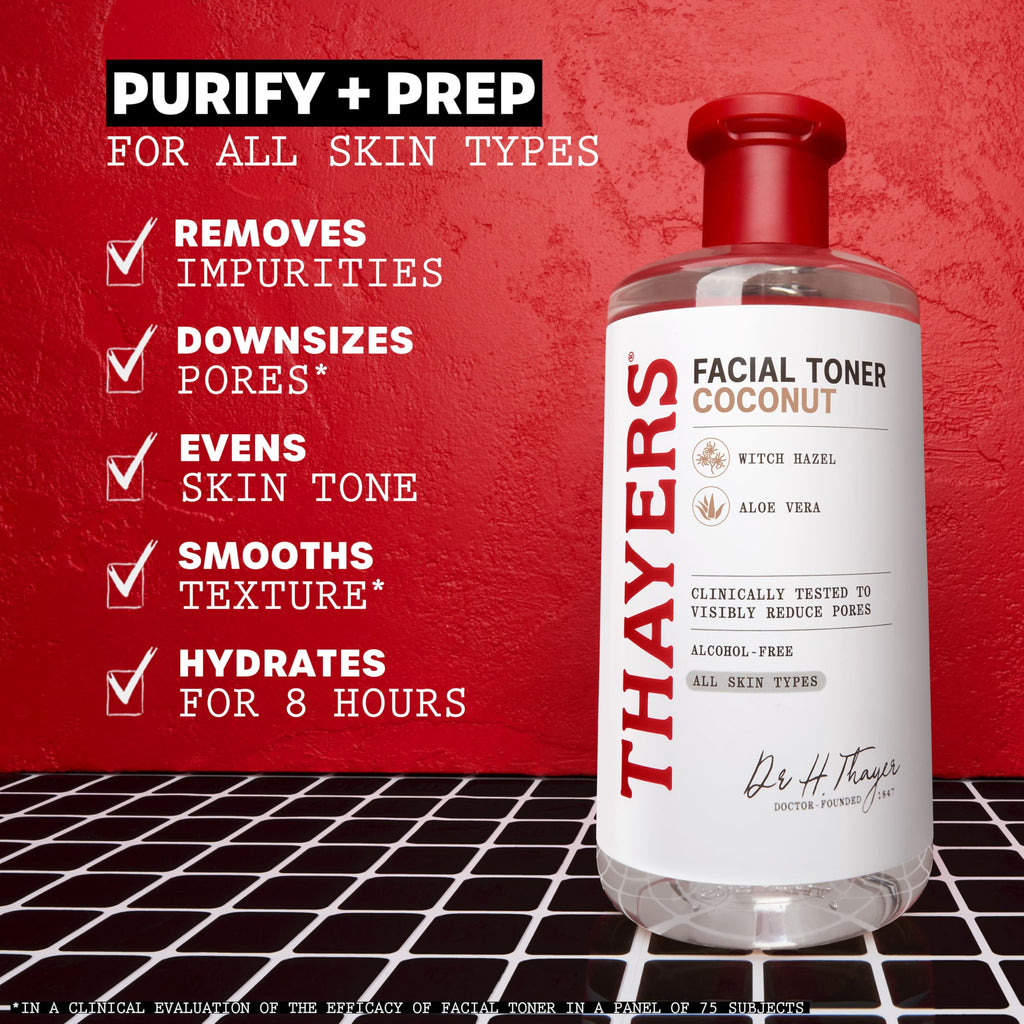 THAYERS Alcohol-Free, Hydrating Coconut Water Witch Hazel Facial Toner with Aloe Vera Formula, Vegan, Dermatologist Tested and Recommended, 12 Oz (Packaging May Vary)