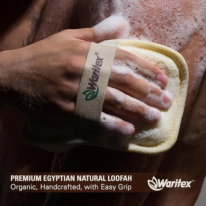 Waritex Organic Egyptian Loofah Rectangular Exfoliating Body Scrub [3 Pack]