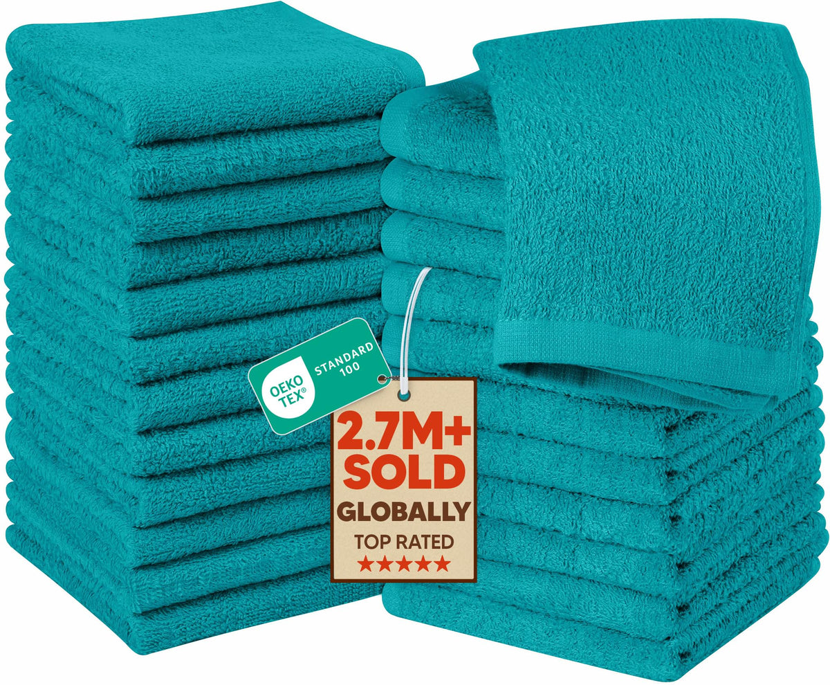 Utopia Towels 24 Pack Washcloths, 12x12 in, 100% Cotton, Beige
