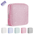Playexen Period Bag, Sanitary Napkin Storage Bag, Period Pouches Menstrual Pad Bag Tampon Holder for Purse (Glitter-Pink)