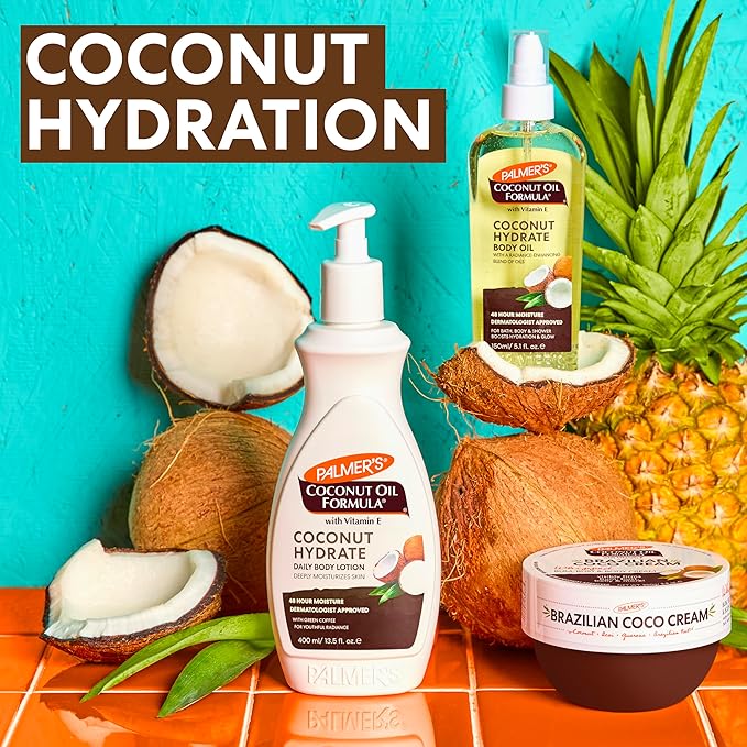 Palmer's Coconut Oil Formula Brazilian Coco Cream with Vitamin E, 8.8 Fl Oz, Whipped Bum, Bust & Body Cream, Helps with Skin Tightening & Firming