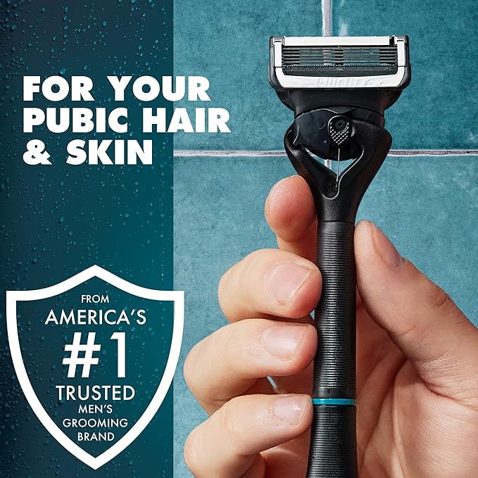 Gillette Intimate Razor for Men, Men’s Pubic Razors for Manscaping, Gentle and Easy to Use, Designed For Pubic Hair, 1 Handle, 2 Blade Refills