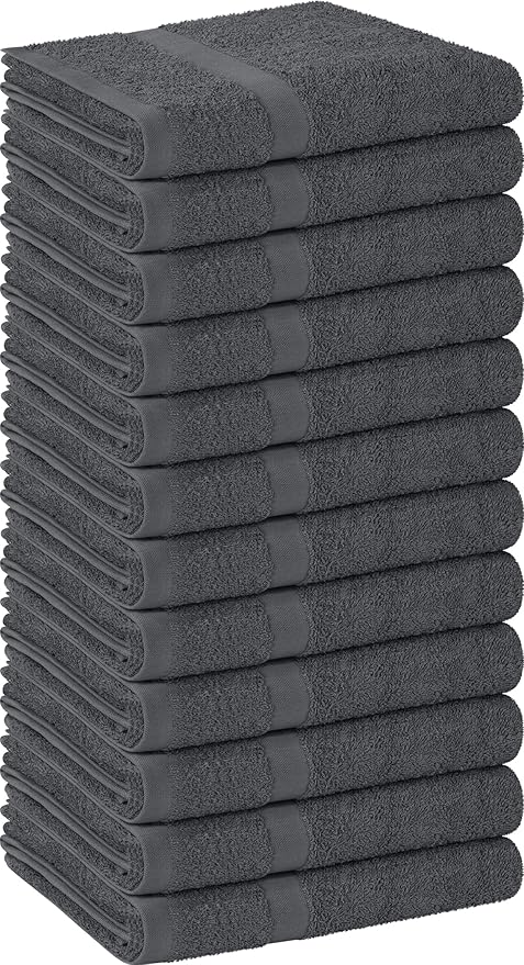 Utopia Towels, Salon Towel, Pack of 12, Not Bleach Proof, 16 by 27 Inches, Highly Absorbent Cotton Towels for Hand, Gym, Beauty, Spa, and Home Hair Care, Grey