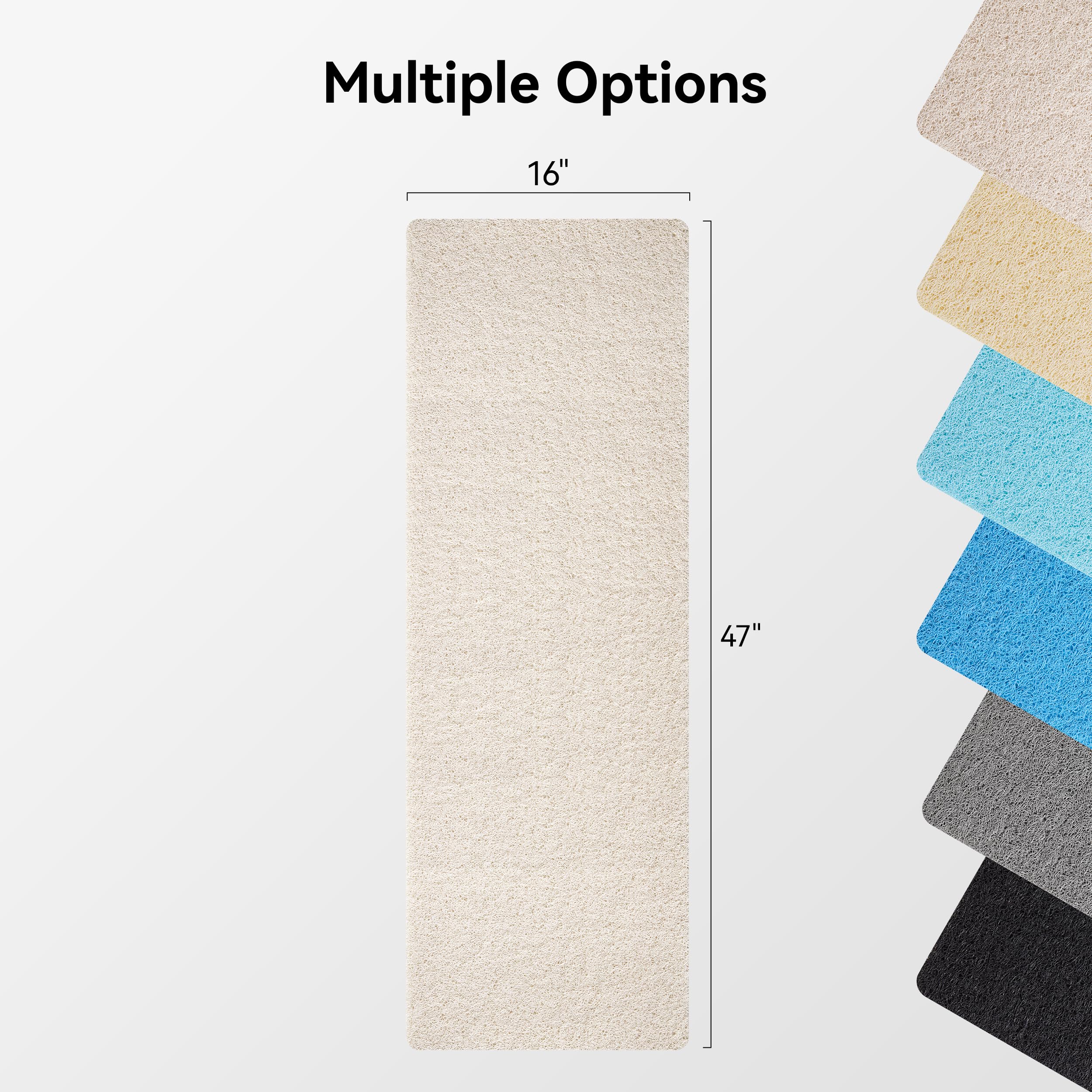 Asvin Soft Textured Bath, Shower, Tub Mat, 47x16 Inch, Phthalate Free, Non Slip Comfort Bathtub Mats with Drain, PVC Loofah Bathroom Mats for Wet Areas, Quick Drying