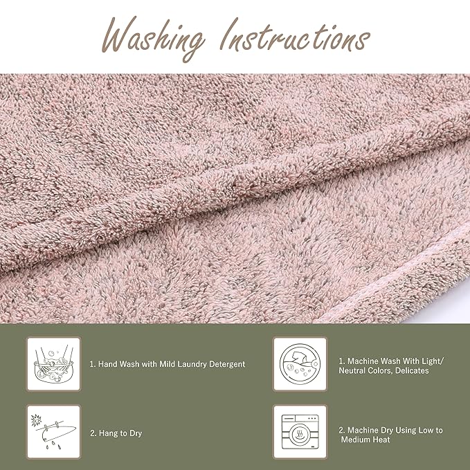 myHomeBody Hair Towel Wrap, Quick Drying Turban, Absorbent Cap – Pink