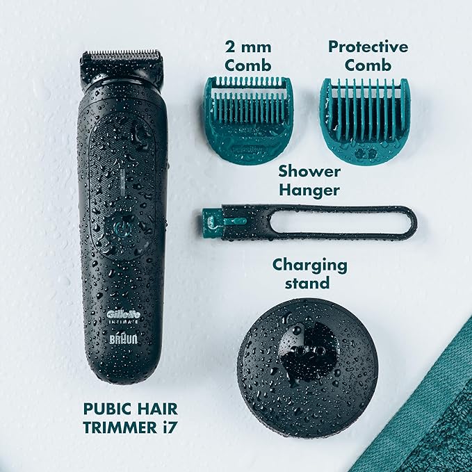 Gillette i7 Intimate Men’s Premium Pubic Hair Trimmer, Waterproof LED Body Hair Trimmer for Men, Manscaping Body Groomer