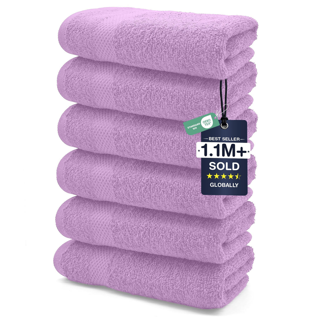 DAN RIVER 6-Pack Premium Hand Towels (16x28 Inches) - 100% Cotton, Ultra Soft, Lightweight, Highly Absorbent Towels for Bathroom, Spa, Gym, Salon, Hotel, and Travel - Opal Blue