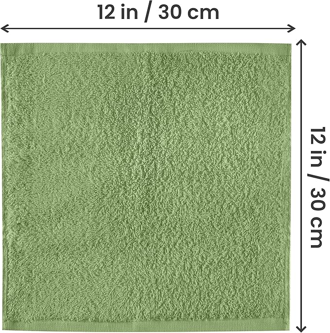 Utopia Towels 24 Pack Cotton Washcloths Set - 100% Ring Spun Cotton, Premium Quality Flannel Face Cloths, Highly Absorbent and Soft Feel Fingertip Towels (Sage Green)
