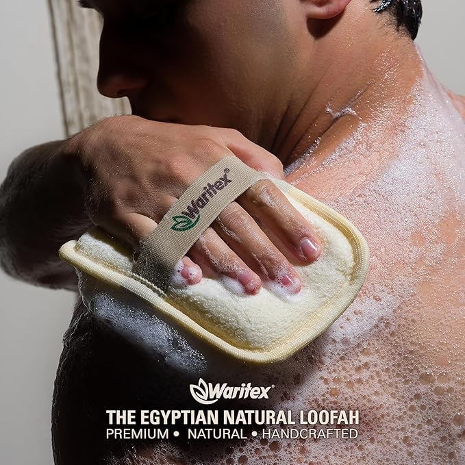 Waritex Organic Egyptian Loofah Rectangular Exfoliating Body Scrub [3 Pack]