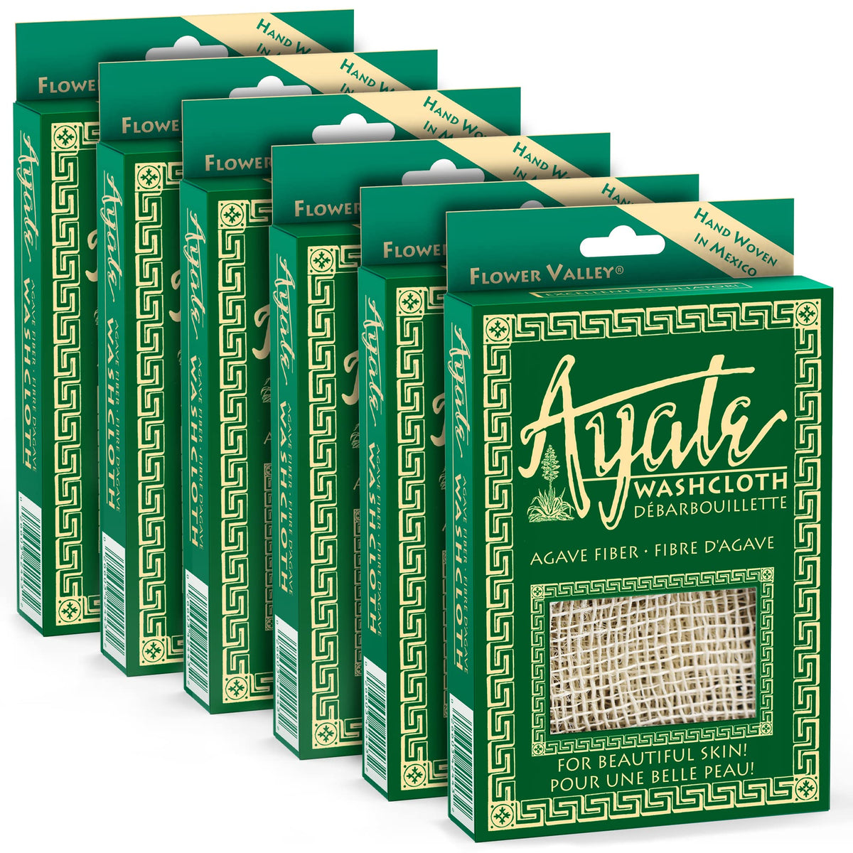 Ayate Washcloth, Exfoliating Washcloth, Agave Fiber Body & Face Wash Cloth, Body Loofah Alternative, Mold-Resistant Scrub Towel (Pack of 6)