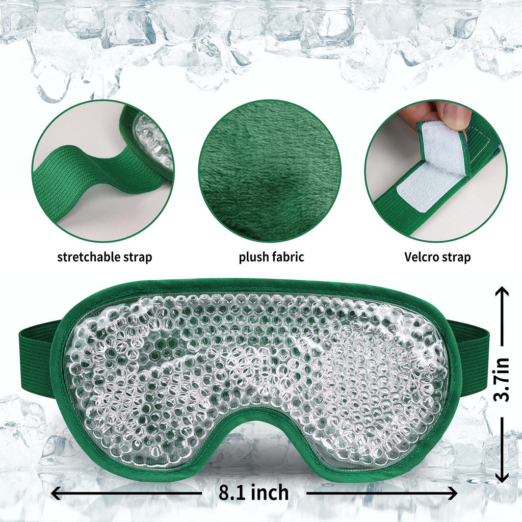 Cooling Eye Mask with Gel Beads, Reusable Cold Eye Mask for Puffy Eyes, Dark Circles, Sleep, Relaxation, Soft Cooling Eye Pads for Men Women (Dark Green)