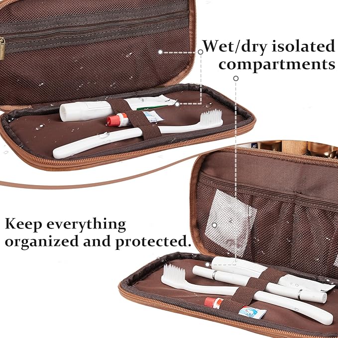 Janhavi Travel Essentials Toiletry Bag, Waterproof PU Leather Initials & Wheat, Groomsmen Gifts, Men's Accessories Organizer, Travel Bags for Men, Men Birthday Gift Box(Medium, Yellow Brown, O)