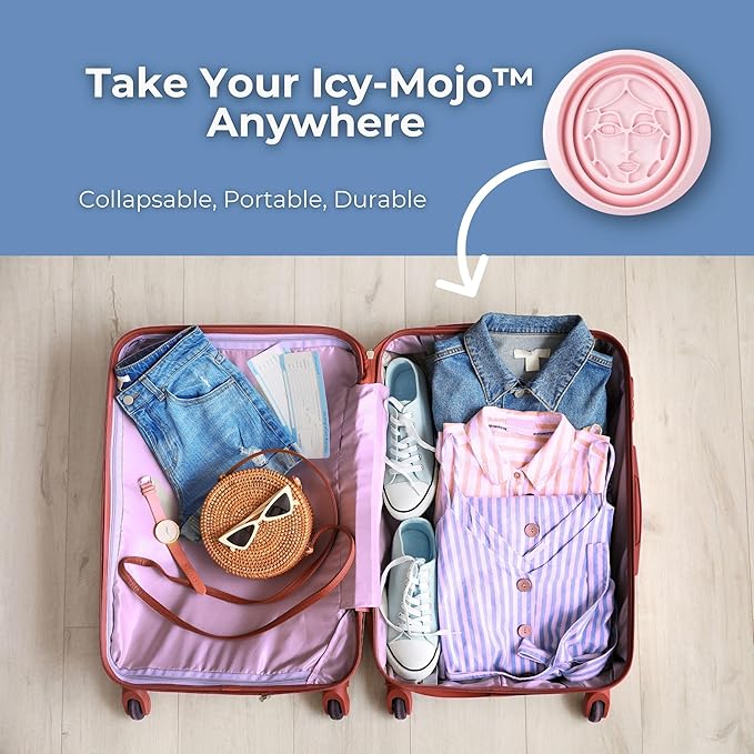 Icy-Mojo Facial Cold Plunge™ | Collapsible Silicone Ice Facial Bowl with Built-In Ice Tray | Portable Face Ice Bath for Skin Tightening, Puffiness, Acne Relief & Glow (Soft Pink) (Soft Pink)