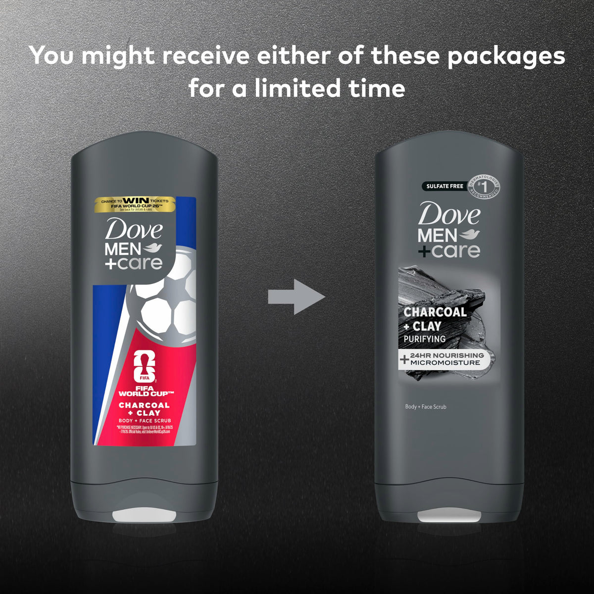 DOVE MEN + CARE Purifying Charcoal + Clay Body and Face Wash with 24-Hour Nourishing Micromoisture Technology Body Wash for Men, 13.5 oz
