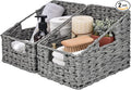 GRANNY SAYS Wicker Basket with Handles, Odorless Woven Trapezoid Basket Waterproof for Organizing, Decorative Storage Wicker Baskets for Storage Photo Books, Gray, 2-Pack