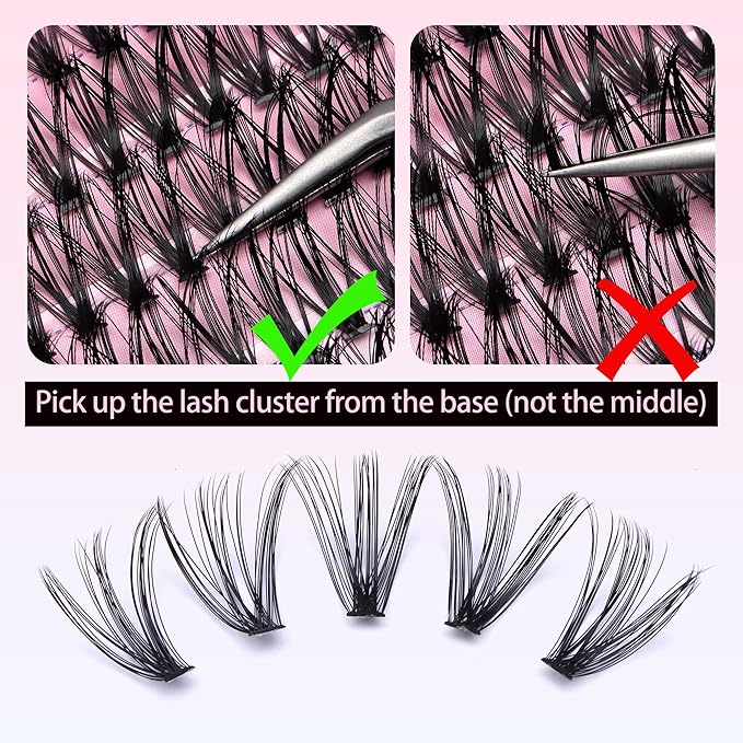 DIY Lash Extensions 30D+40D Natural Volume False Eyelashes Soft Black Imported Lashes Lightweight Individual Cluster Lashes for Everyday Wear at Home Application (280 pcs, 9-16mm, 30D+40D)