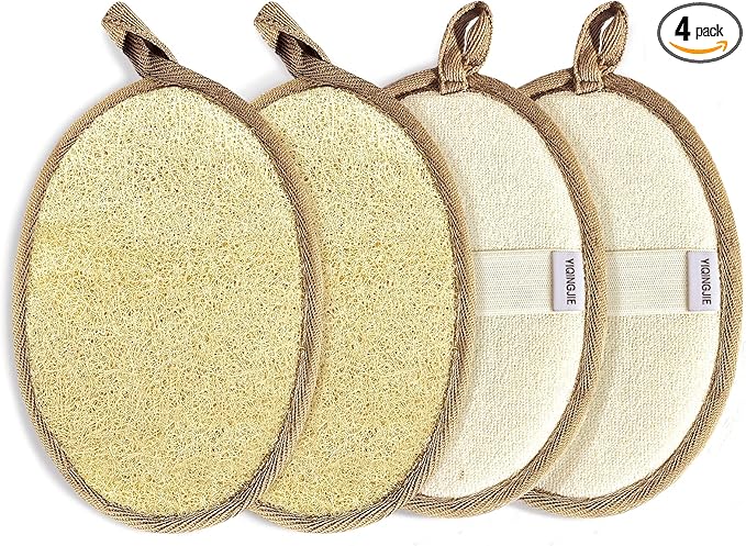 YIQINGJIE Upgraded Large Natural Exfoliating Loofah Body Scrubber (2 Pack), Egyptian Loofah for Men, Suitable for Full-Body Bath and Face Scrubber, Black