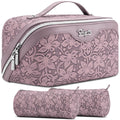 BOYATU Travel Makeup Bag Cosmetic Bags for Women: Large Capacity 3 Pcs Set Make up Bag with Compartments - Waterproof Vegan Leather Toiletry Organizer Bags with Handle (Z-64Purple)