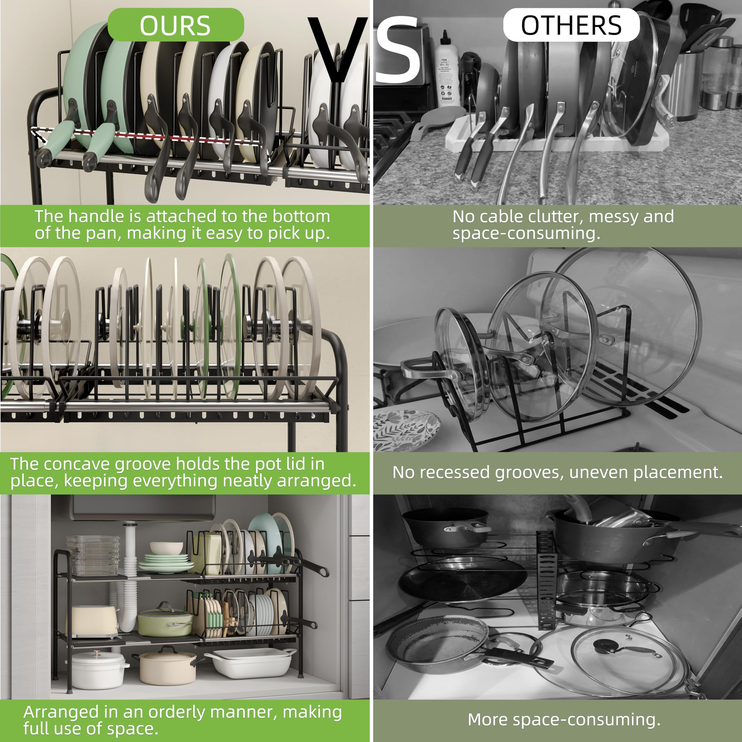 NETEL Expandable Under Sink Organizer，Pot and pan Organizer Under Cabinet