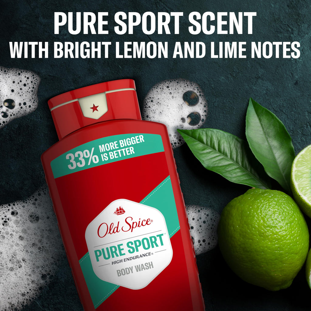 Old Spice Body Wash for Men, Lasting Pure Sport Scent, 24 fl oz Pack of 4