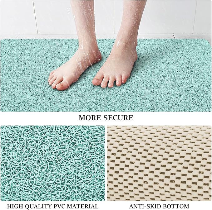 LuxStep Shower Mat Bathtub Mat,40x24 inch, Non-Slip Bath Mat with Drain, Quick Drying PVC Loofah Bathmat for Tub,Shower,Bathroom,Green