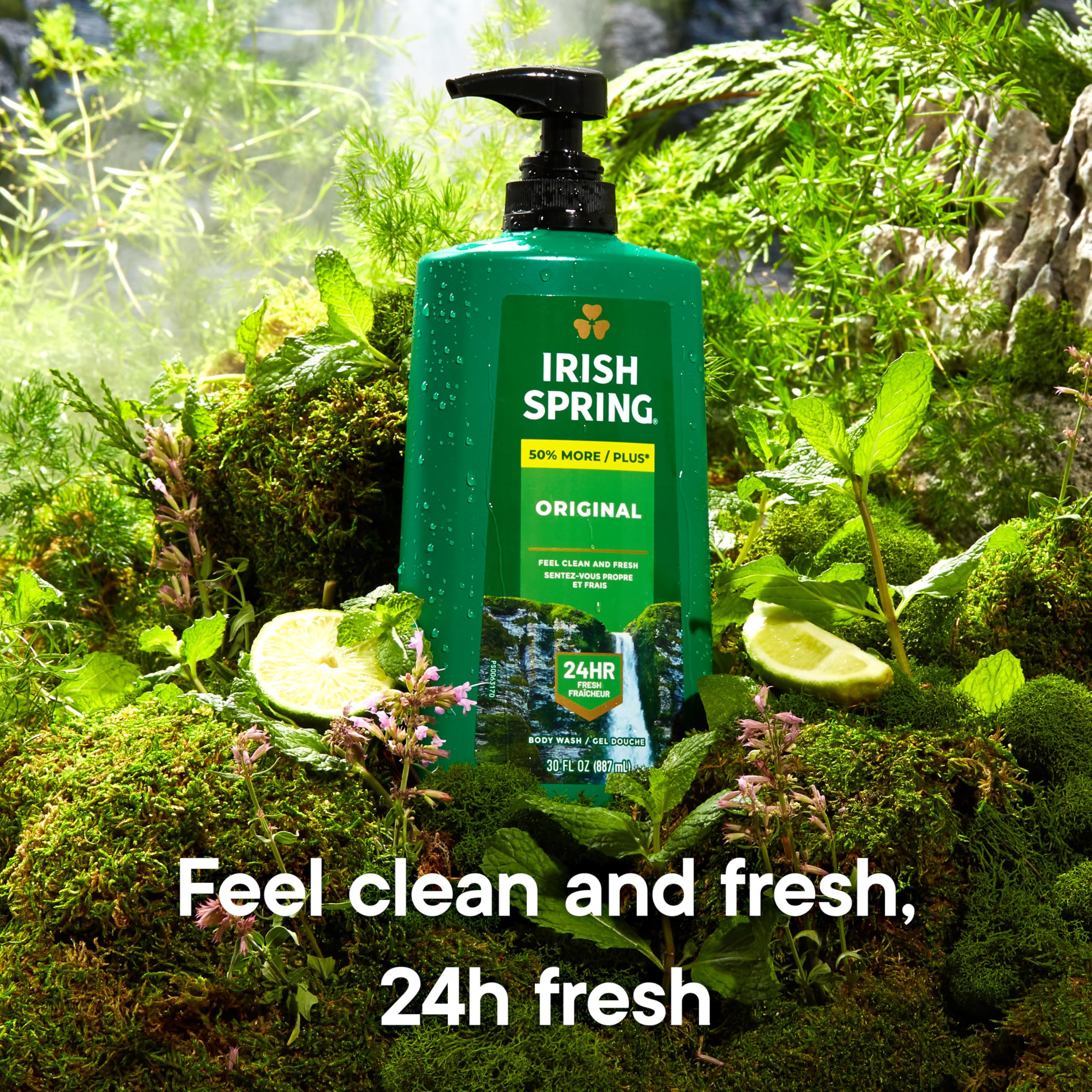 Irish Spring Body Wash for Men, 24 HR Fresh, For Face and Body, Paraben Free, Original Scent, 30 fl oz