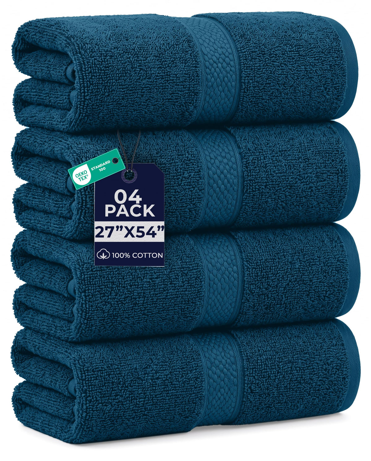 DAN RIVER 600 GSM Cotton Large Bath Towels Set of 4, 27 x 54 Inches