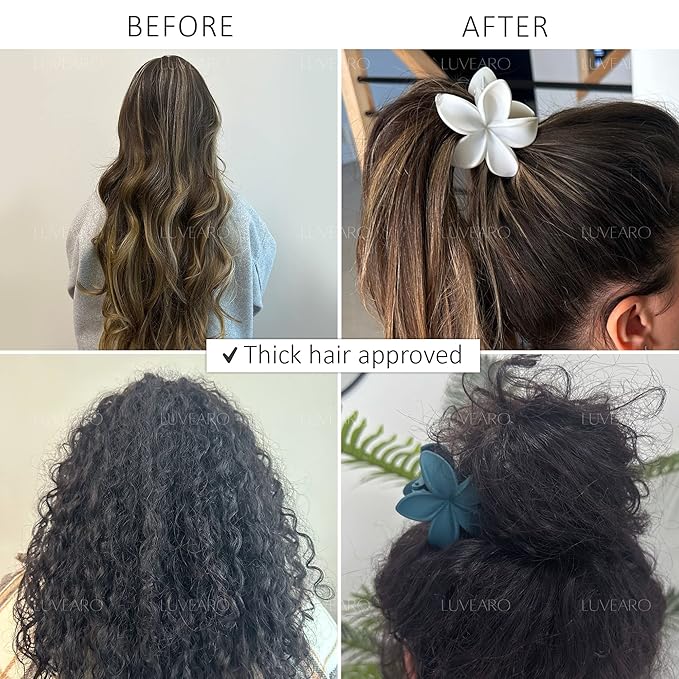 Flower Hair Clips for Women and Girls Thick to Thin Hair Medium Cute Claw Clips Decorative Plumeria Hawaiian Hair Accessories Nonslip Hawaiian Matte