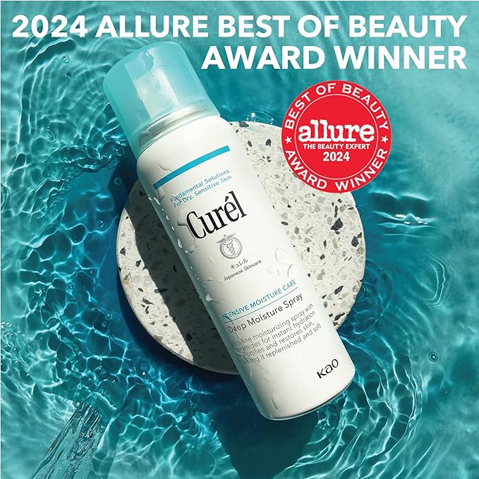 Curel Japanese Skin Care Deep Moisture Travel Size Spray, Moisturizer for Dry Skin, Face Hydrating Spray with Ceramides, 2 Oz