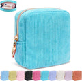 Period Bag for Girls, Corduroy Sanitary Napkin Storage Bag, Period Pouch & Tampon Holder, Feminine Care Organizer（Sky Blue）