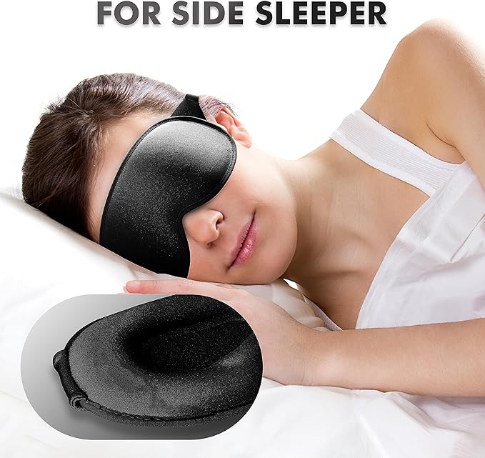 Sleep Eye Mask for Men Women, Lash Extensions 3D Sleeping Mask, Travel Blackout Night Blindfold Eye Shade Cover with Adjustable Strap (Ebony)