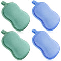 Tatuo 4 Pieces Baby Bath Sponge Toddler Bath Sponge Soft Comfy Cotton Absorbent Loofah for Kids Babies Boy Girl(Green, Blue)